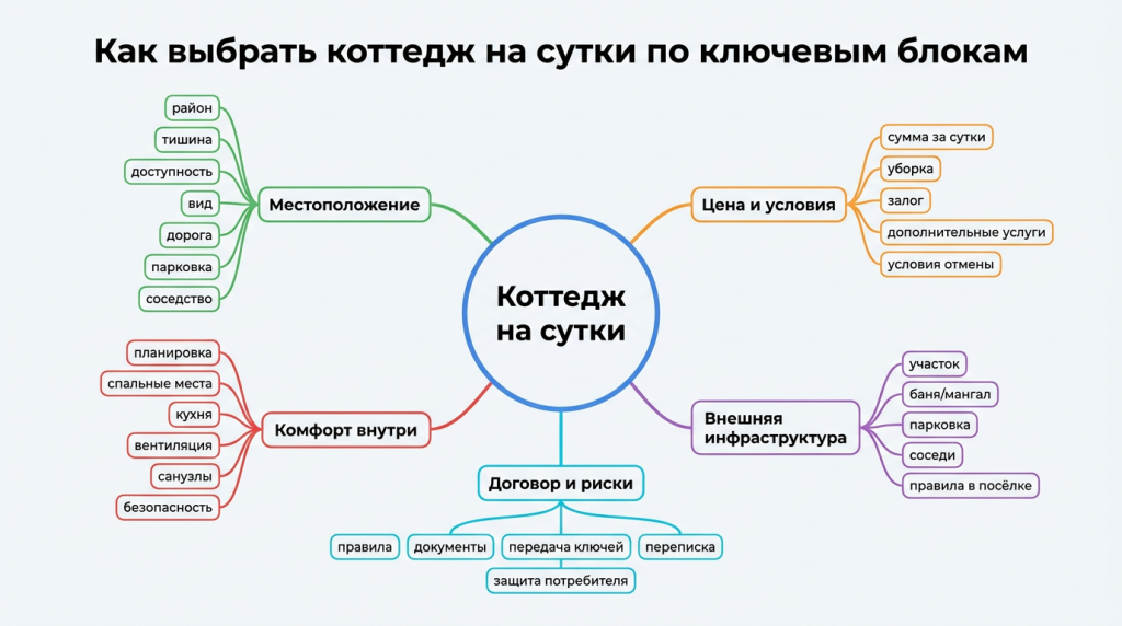 Как выбрать коттетдж на сутки по ключевым блокам